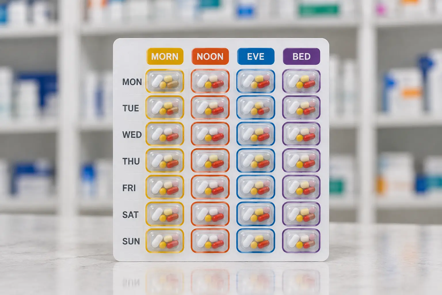 Multi-dose weekly blister card